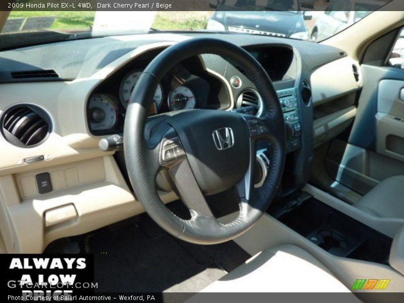 Dark Cherry Pearl / Beige 2009 Honda Pilot EX-L 4WD