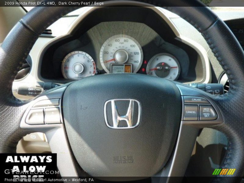 Dark Cherry Pearl / Beige 2009 Honda Pilot EX-L 4WD