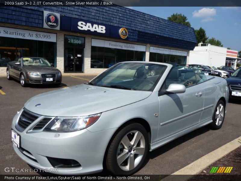 Snow Silver Metallic / Black 2009 Saab 9-3 2.0T Convertible