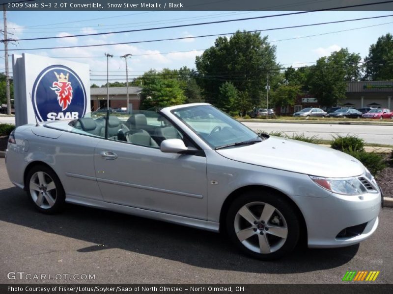 Snow Silver Metallic / Black 2009 Saab 9-3 2.0T Convertible