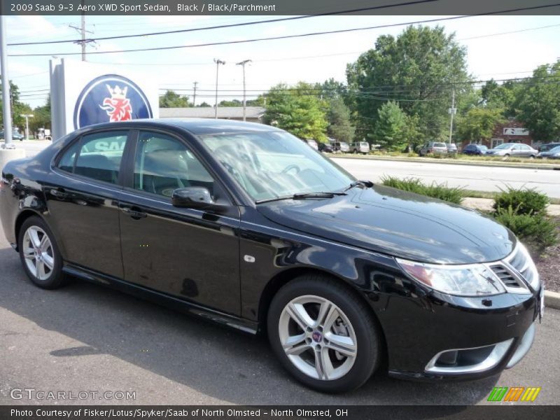 Black / Black/Parchment 2009 Saab 9-3 Aero XWD Sport Sedan