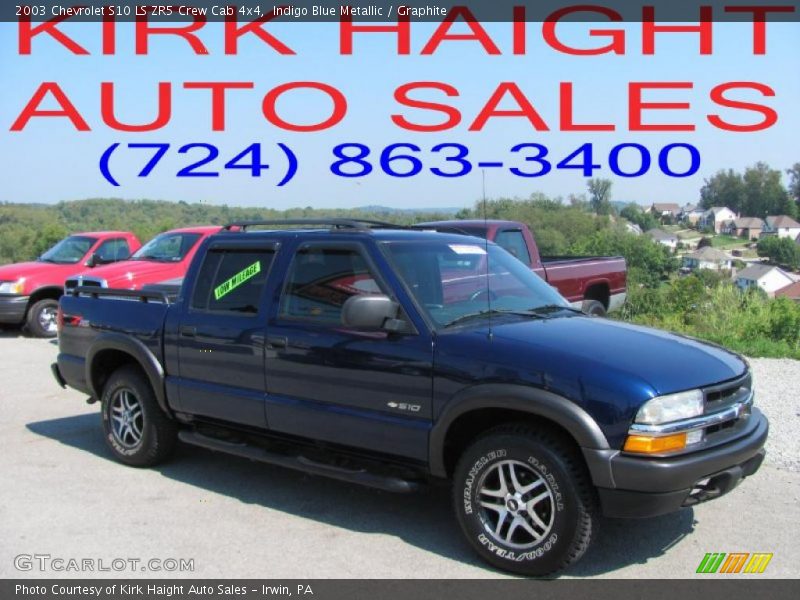 Indigo Blue Metallic / Graphite 2003 Chevrolet S10 LS ZR5 Crew Cab 4x4