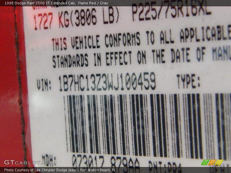 Flame Red / Gray 1998 Dodge Ram 1500 ST Extended Cab