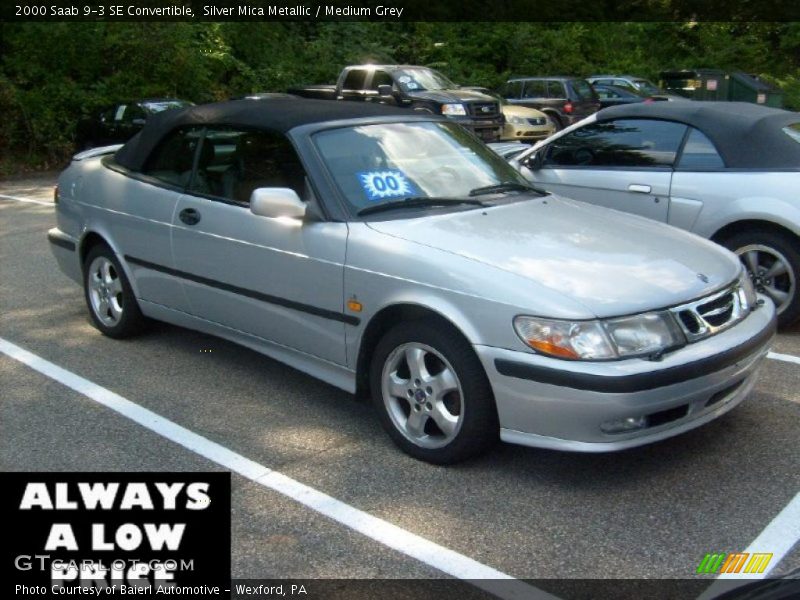 Silver Mica Metallic / Medium Grey 2000 Saab 9-3 SE Convertible