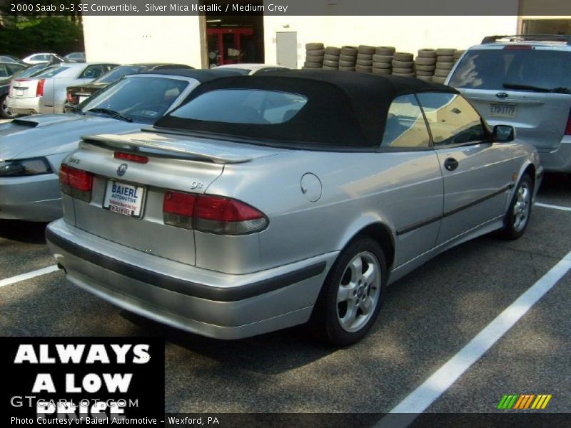 Silver Mica Metallic / Medium Grey 2000 Saab 9-3 SE Convertible