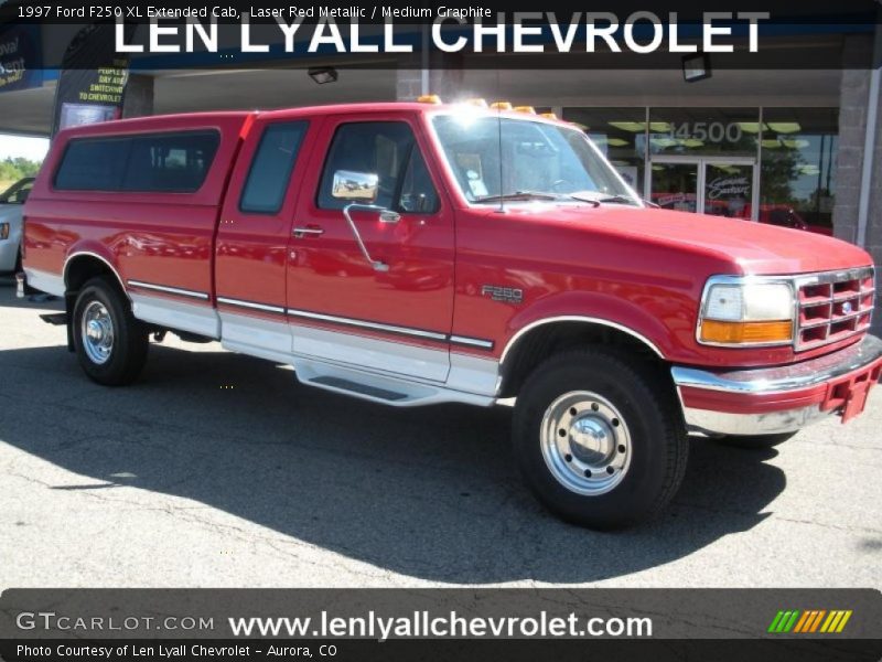 Laser Red Metallic / Medium Graphite 1997 Ford F250 XL Extended Cab