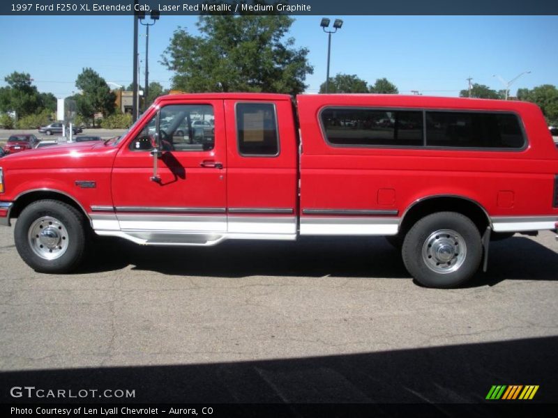 Laser Red Metallic / Medium Graphite 1997 Ford F250 XL Extended Cab