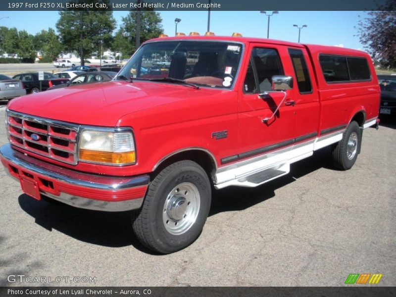 Laser Red Metallic / Medium Graphite 1997 Ford F250 XL Extended Cab