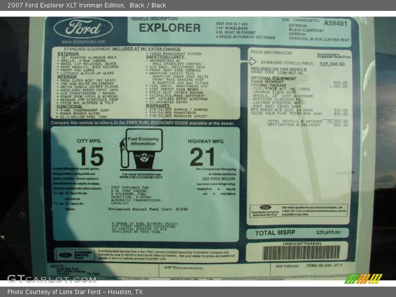 Black / Black 2007 Ford Explorer XLT Ironman Edition