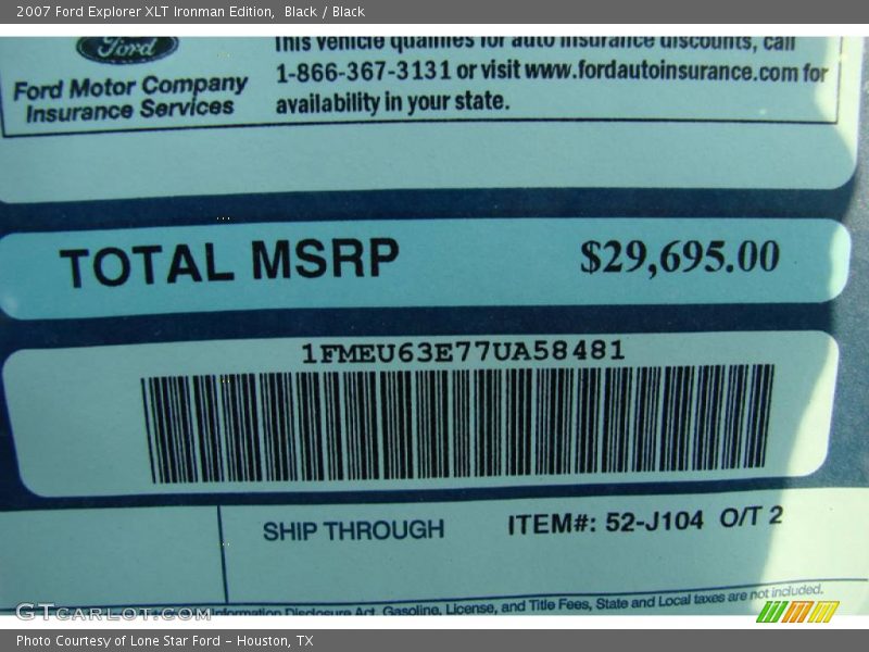 Black / Black 2007 Ford Explorer XLT Ironman Edition