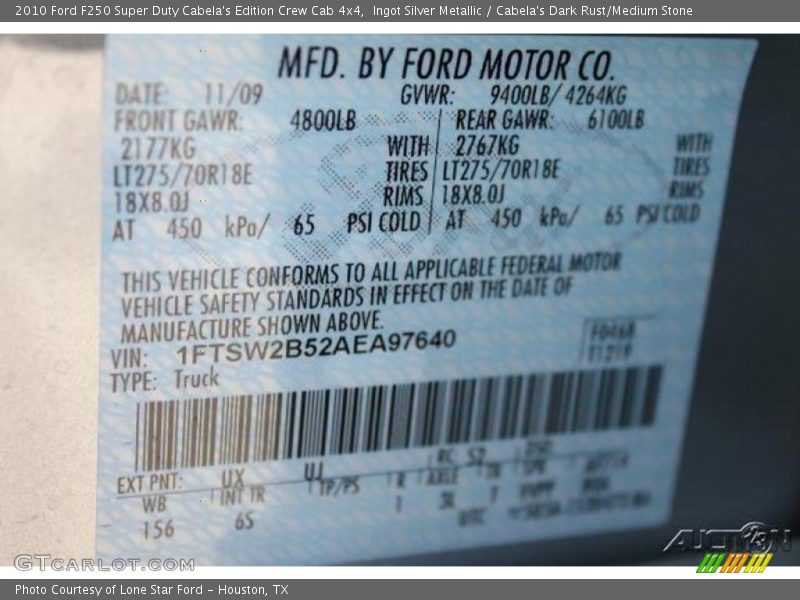 Ingot Silver Metallic / Cabela's Dark Rust/Medium Stone 2010 Ford F250 Super Duty Cabela's Edition Crew Cab 4x4