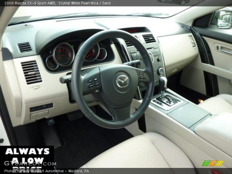 Crystal White Pearl Mica / Sand 2009 Mazda CX-9 Sport AWD