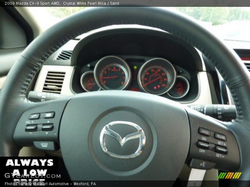 Crystal White Pearl Mica / Sand 2009 Mazda CX-9 Sport AWD
