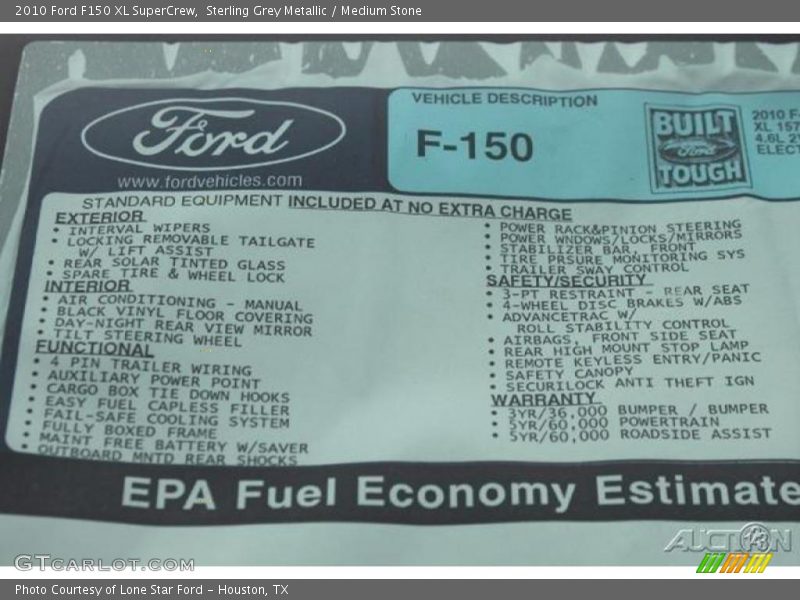 Sterling Grey Metallic / Medium Stone 2010 Ford F150 XL SuperCrew