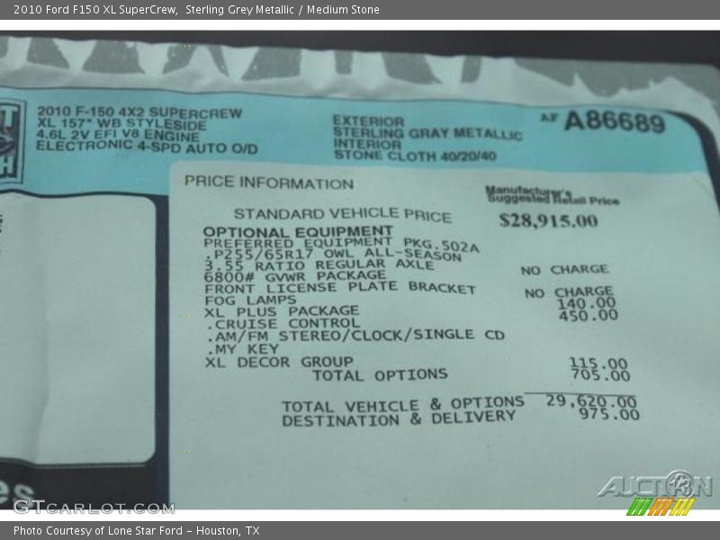 Sterling Grey Metallic / Medium Stone 2010 Ford F150 XL SuperCrew