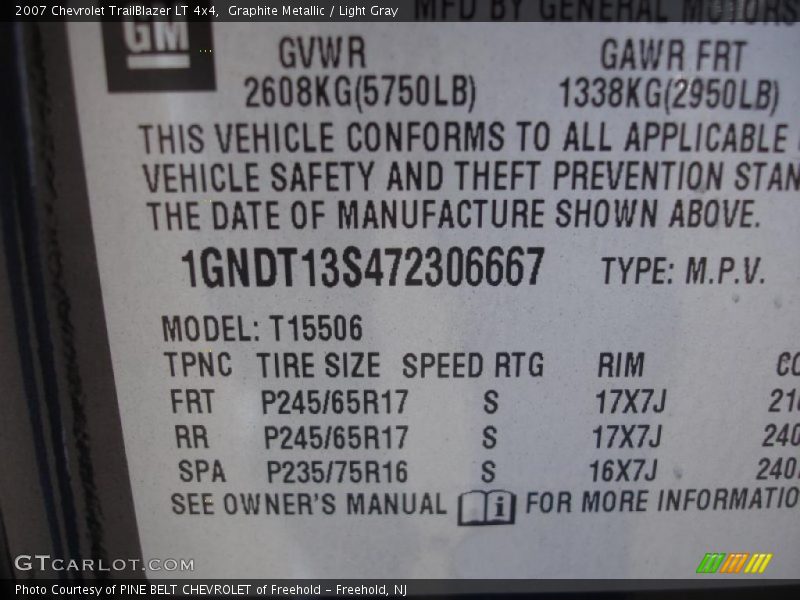 Graphite Metallic / Light Gray 2007 Chevrolet TrailBlazer LT 4x4