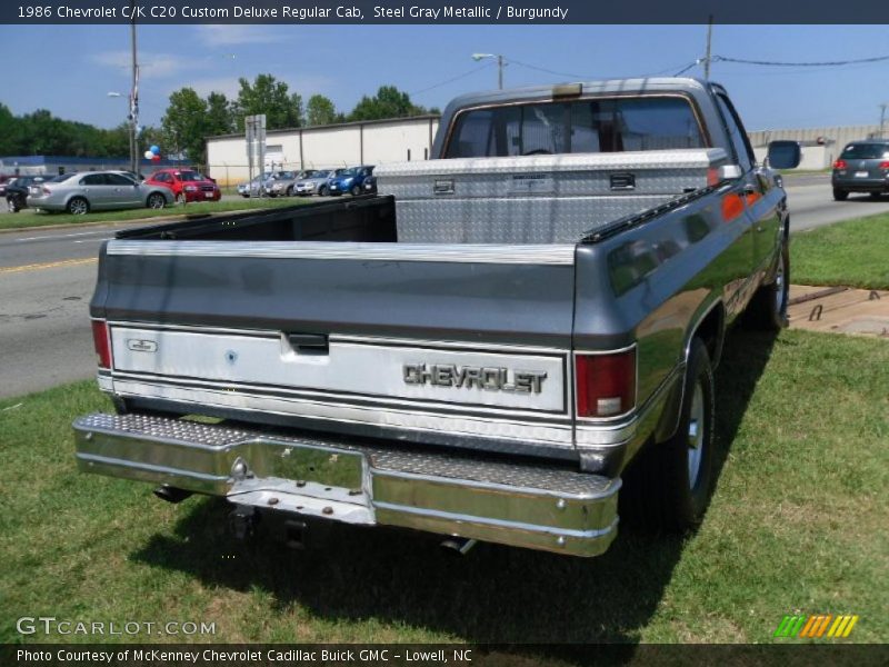 Steel Gray Metallic / Burgundy 1986 Chevrolet C/K C20 Custom Deluxe Regular Cab