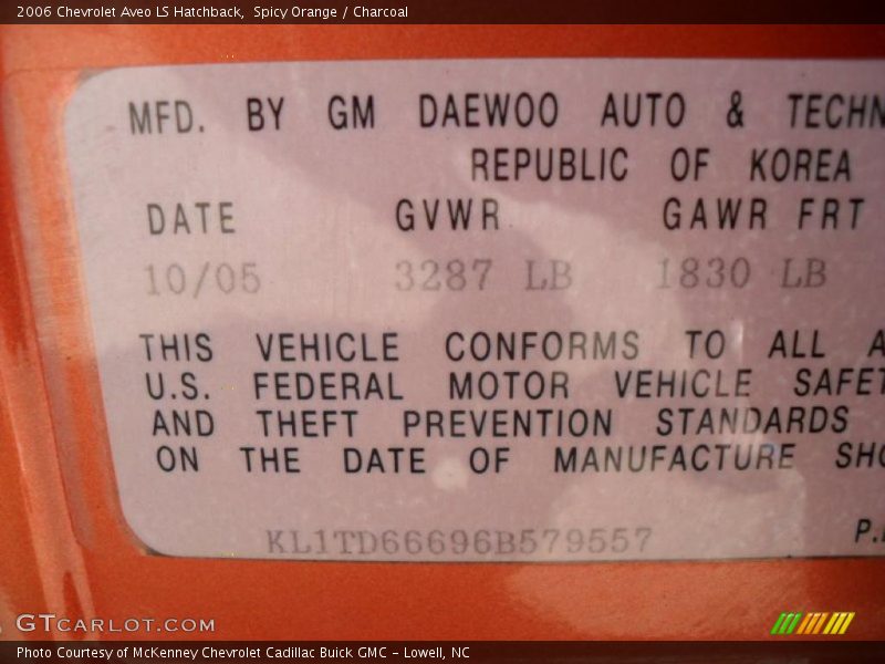 Spicy Orange / Charcoal 2006 Chevrolet Aveo LS Hatchback
