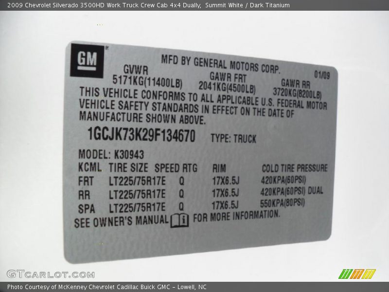 Summit White / Dark Titanium 2009 Chevrolet Silverado 3500HD Work Truck Crew Cab 4x4 Dually