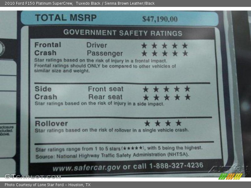 Tuxedo Black / Sienna Brown Leather/Black 2010 Ford F150 Platinum SuperCrew
