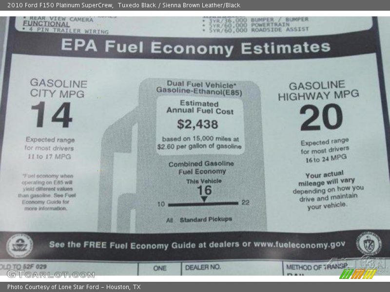 Tuxedo Black / Sienna Brown Leather/Black 2010 Ford F150 Platinum SuperCrew