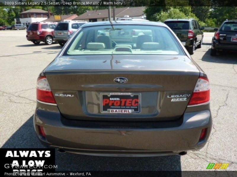 Deep Bronze Metallic / Warm Ivory 2009 Subaru Legacy 2.5i Sedan