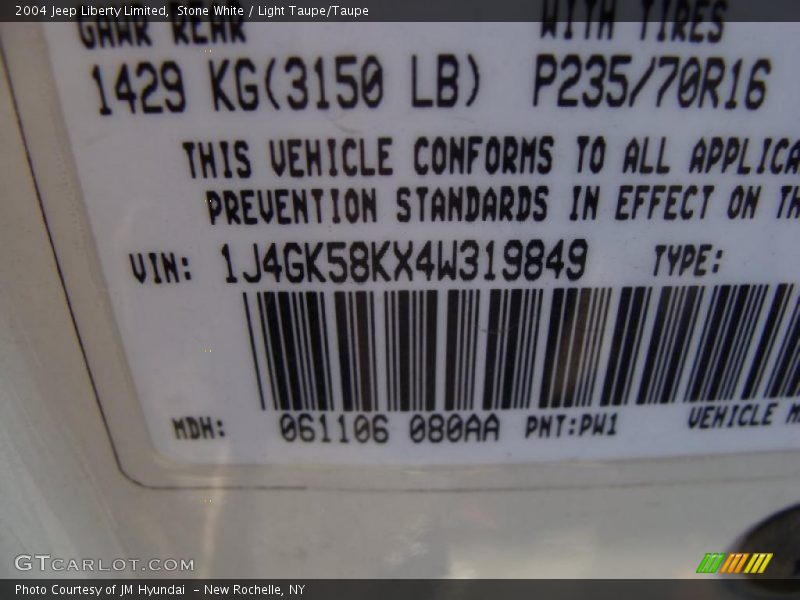 Stone White / Light Taupe/Taupe 2004 Jeep Liberty Limited