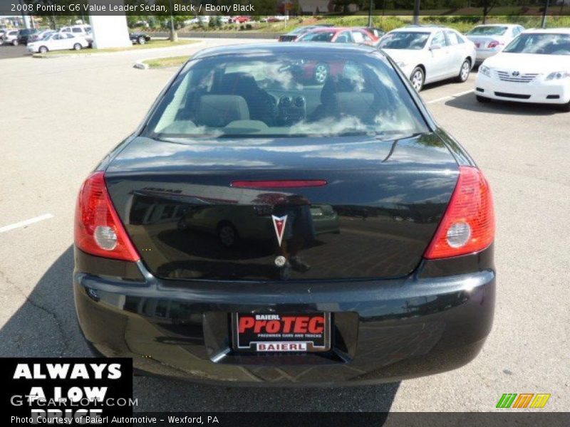 Black / Ebony Black 2008 Pontiac G6 Value Leader Sedan
