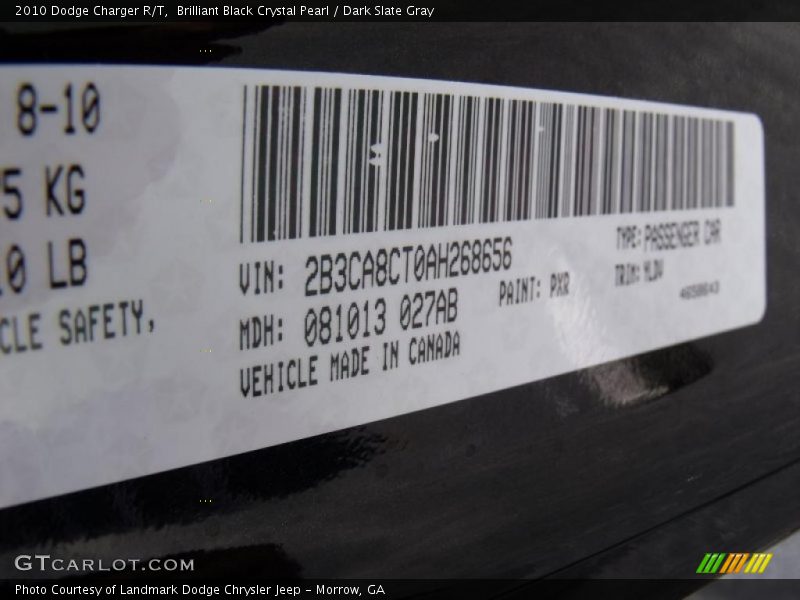 Brilliant Black Crystal Pearl / Dark Slate Gray 2010 Dodge Charger R/T