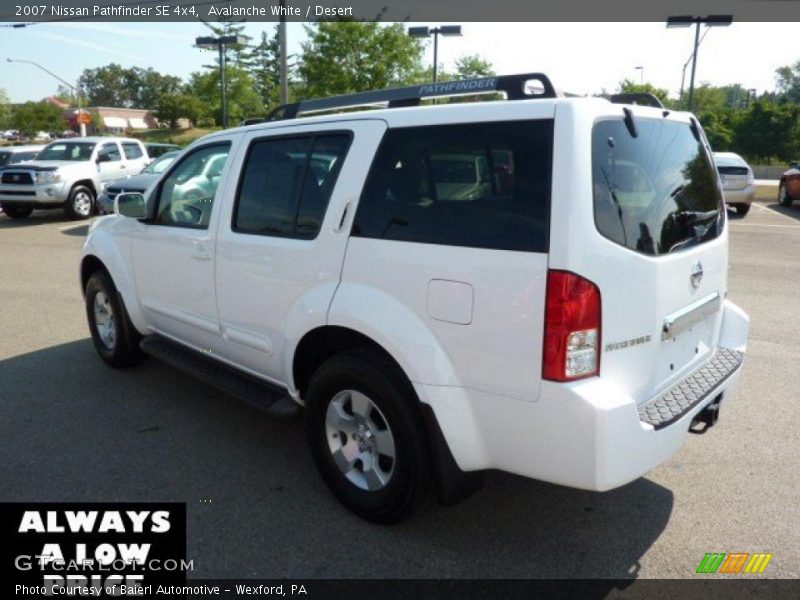 Avalanche White / Desert 2007 Nissan Pathfinder SE 4x4