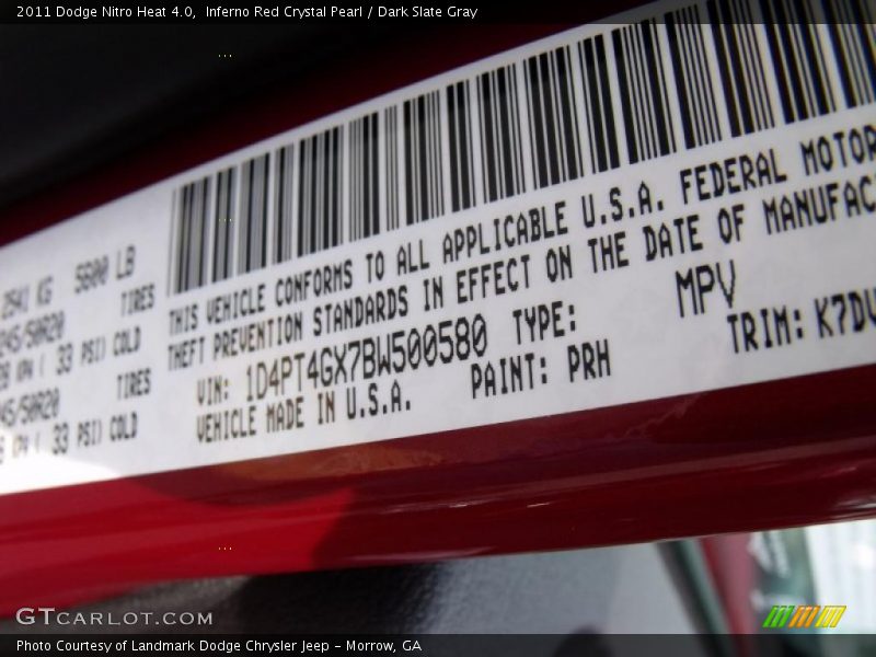 Inferno Red Crystal Pearl / Dark Slate Gray 2011 Dodge Nitro Heat 4.0