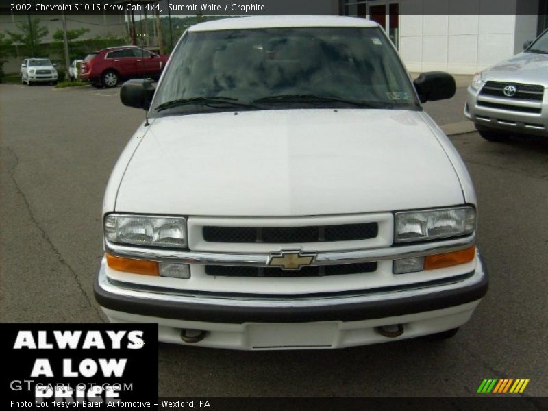 Summit White / Graphite 2002 Chevrolet S10 LS Crew Cab 4x4