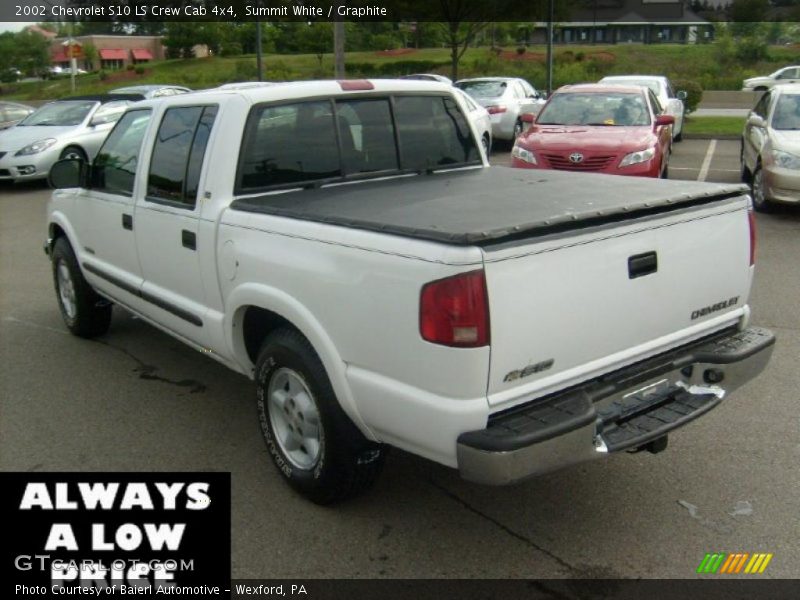 Summit White / Graphite 2002 Chevrolet S10 LS Crew Cab 4x4