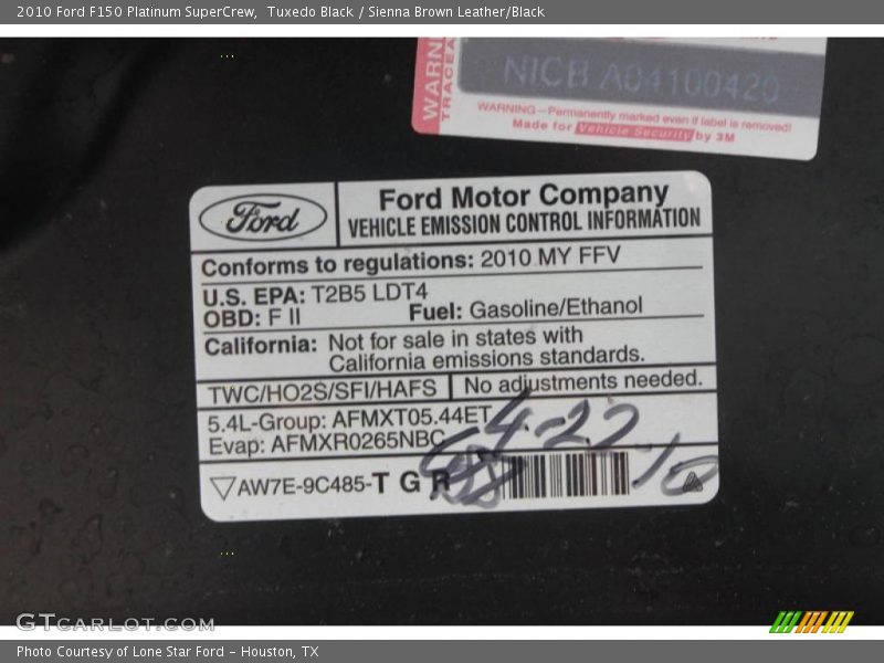 Tuxedo Black / Sienna Brown Leather/Black 2010 Ford F150 Platinum SuperCrew
