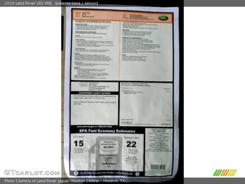 Ipanema Sand / Almond 2010 Land Rover LR2 HSE