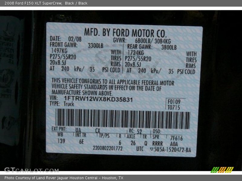 Black / Black 2008 Ford F150 XLT SuperCrew
