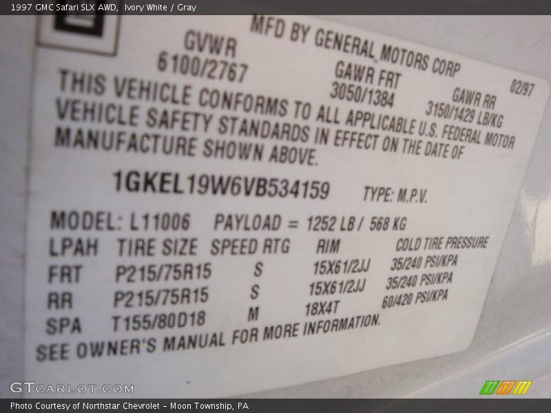 Ivory White / Gray 1997 GMC Safari SLX AWD