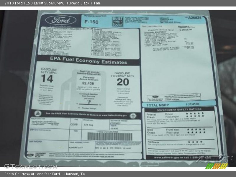 Tuxedo Black / Tan 2010 Ford F150 Lariat SuperCrew