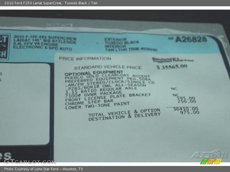 Tuxedo Black / Tan 2010 Ford F150 Lariat SuperCrew