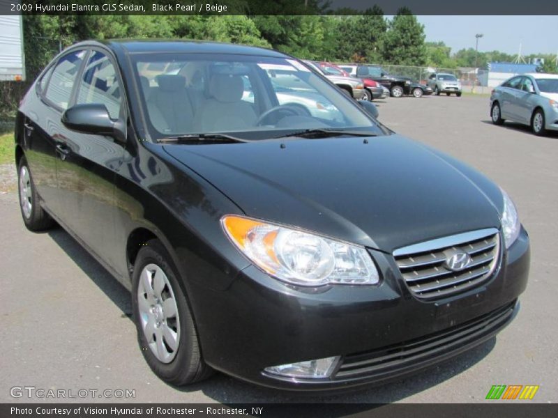 Black Pearl / Beige 2009 Hyundai Elantra GLS Sedan