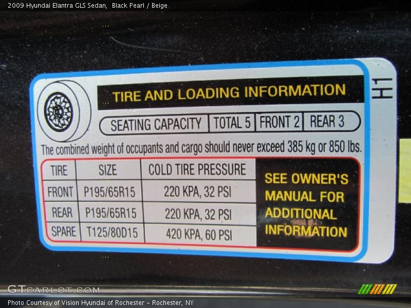 Black Pearl / Beige 2009 Hyundai Elantra GLS Sedan