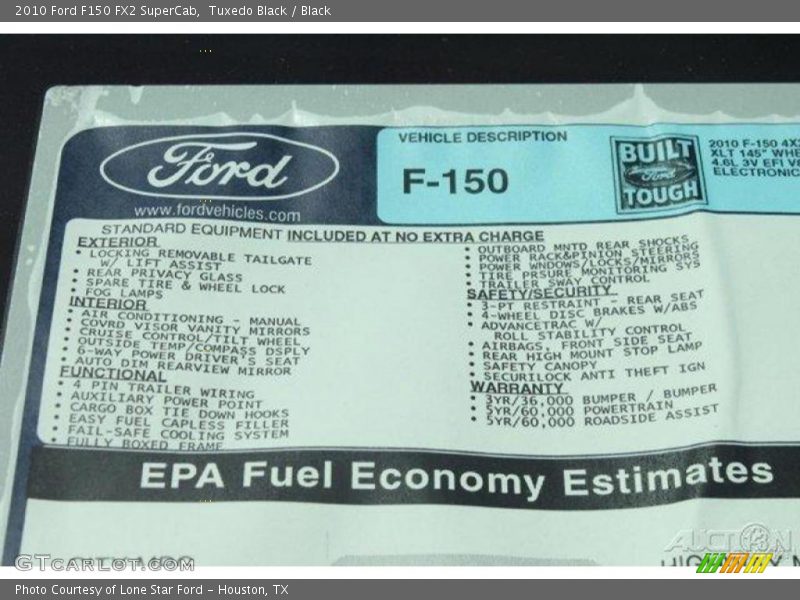 Tuxedo Black / Black 2010 Ford F150 FX2 SuperCab
