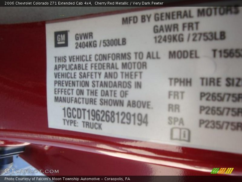 Cherry Red Metallic / Very Dark Pewter 2006 Chevrolet Colorado Z71 Extended Cab 4x4