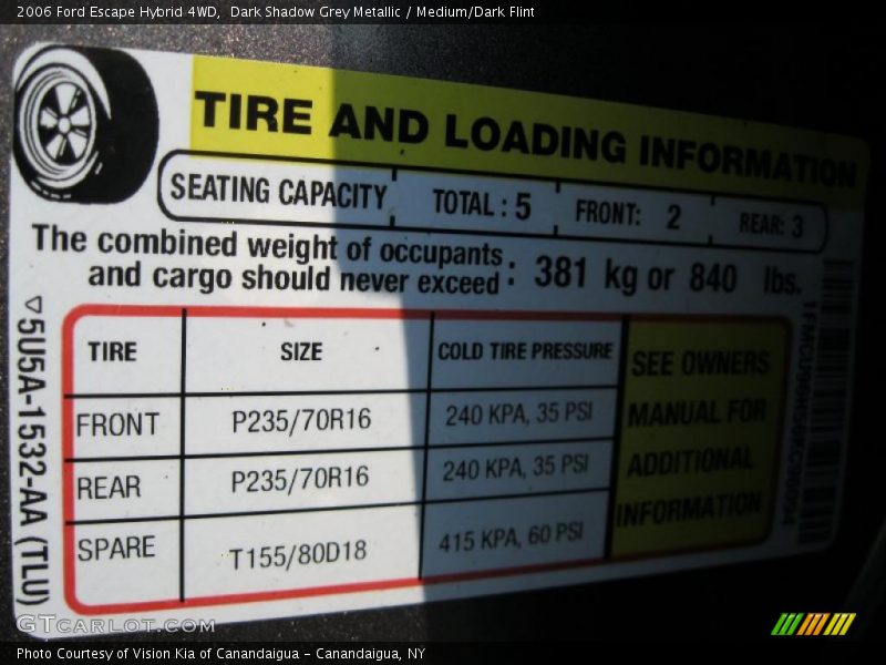Dark Shadow Grey Metallic / Medium/Dark Flint 2006 Ford Escape Hybrid 4WD