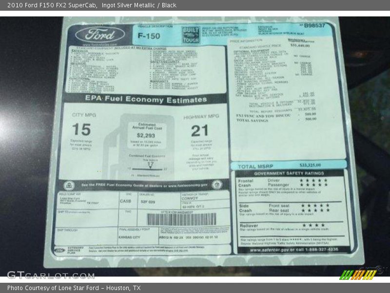 Ingot Silver Metallic / Black 2010 Ford F150 FX2 SuperCab