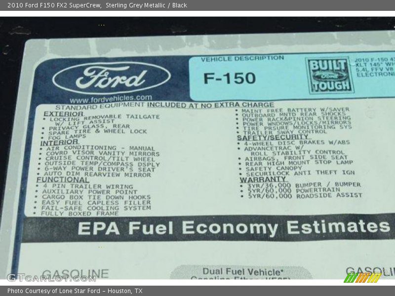 Sterling Grey Metallic / Black 2010 Ford F150 FX2 SuperCrew