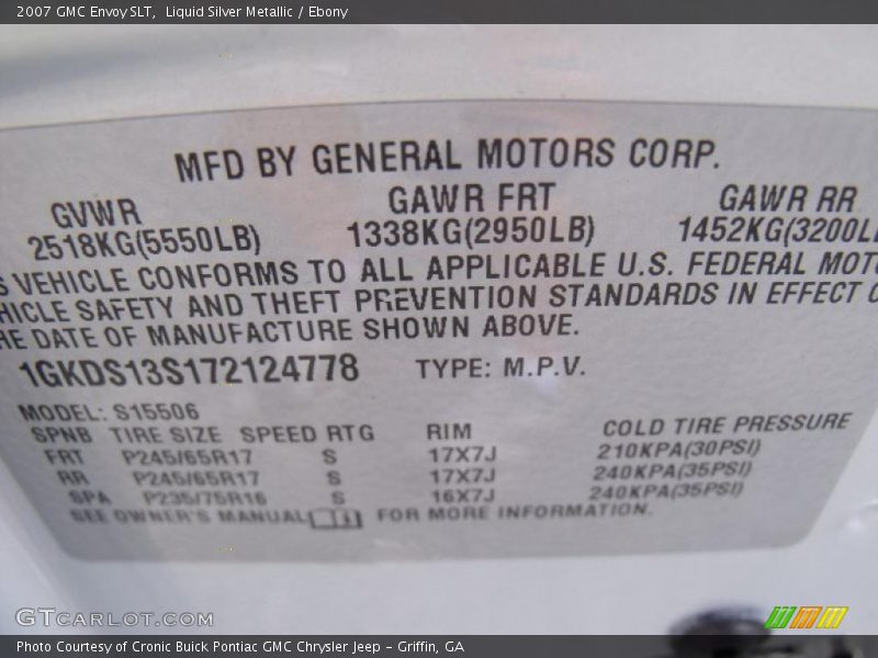 Liquid Silver Metallic / Ebony 2007 GMC Envoy SLT