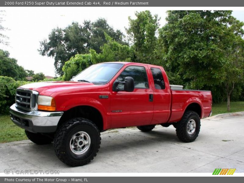 Red / Medium Parchment 2000 Ford F250 Super Duty Lariat Extended Cab 4x4