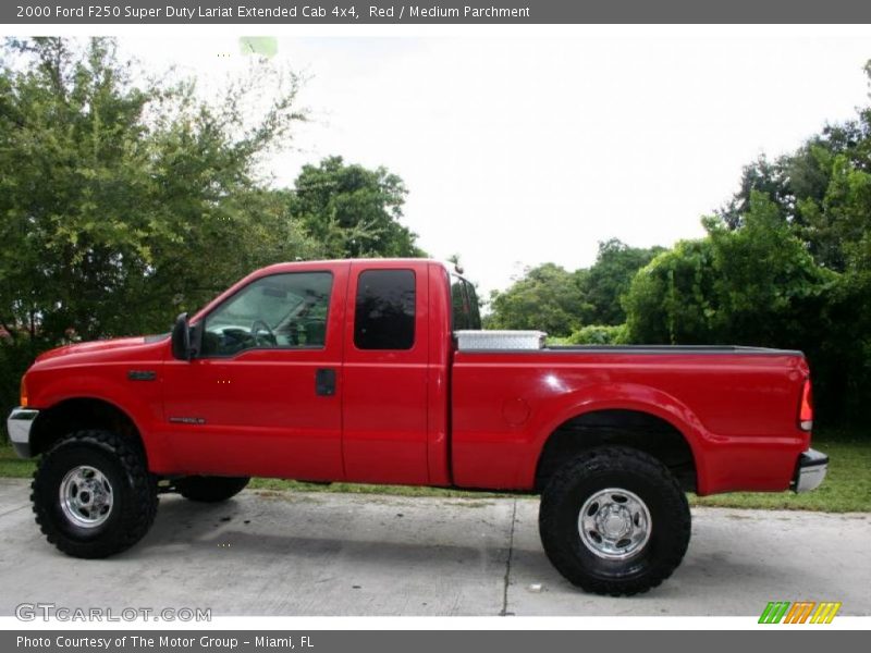 Red / Medium Parchment 2000 Ford F250 Super Duty Lariat Extended Cab 4x4