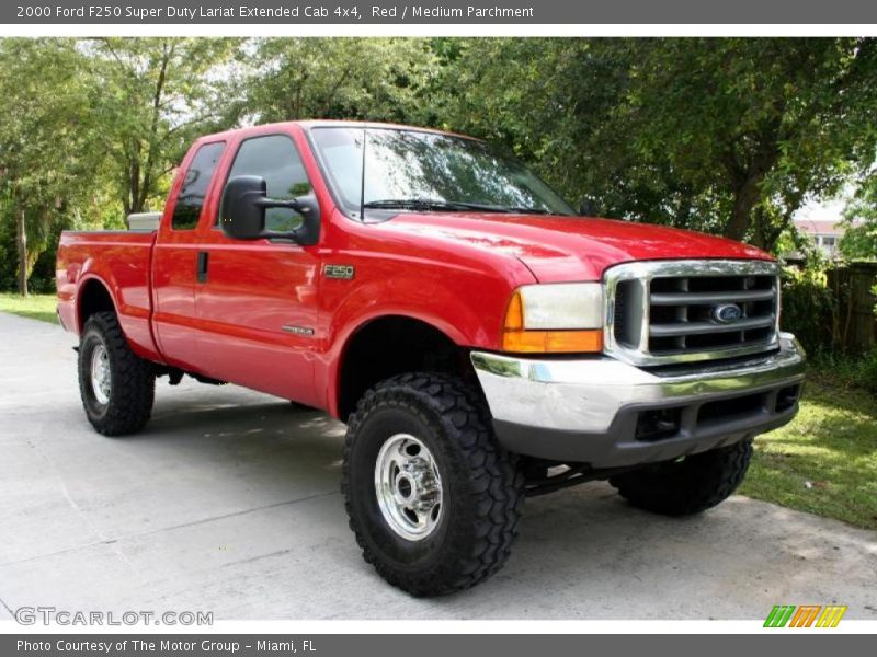 Red / Medium Parchment 2000 Ford F250 Super Duty Lariat Extended Cab 4x4